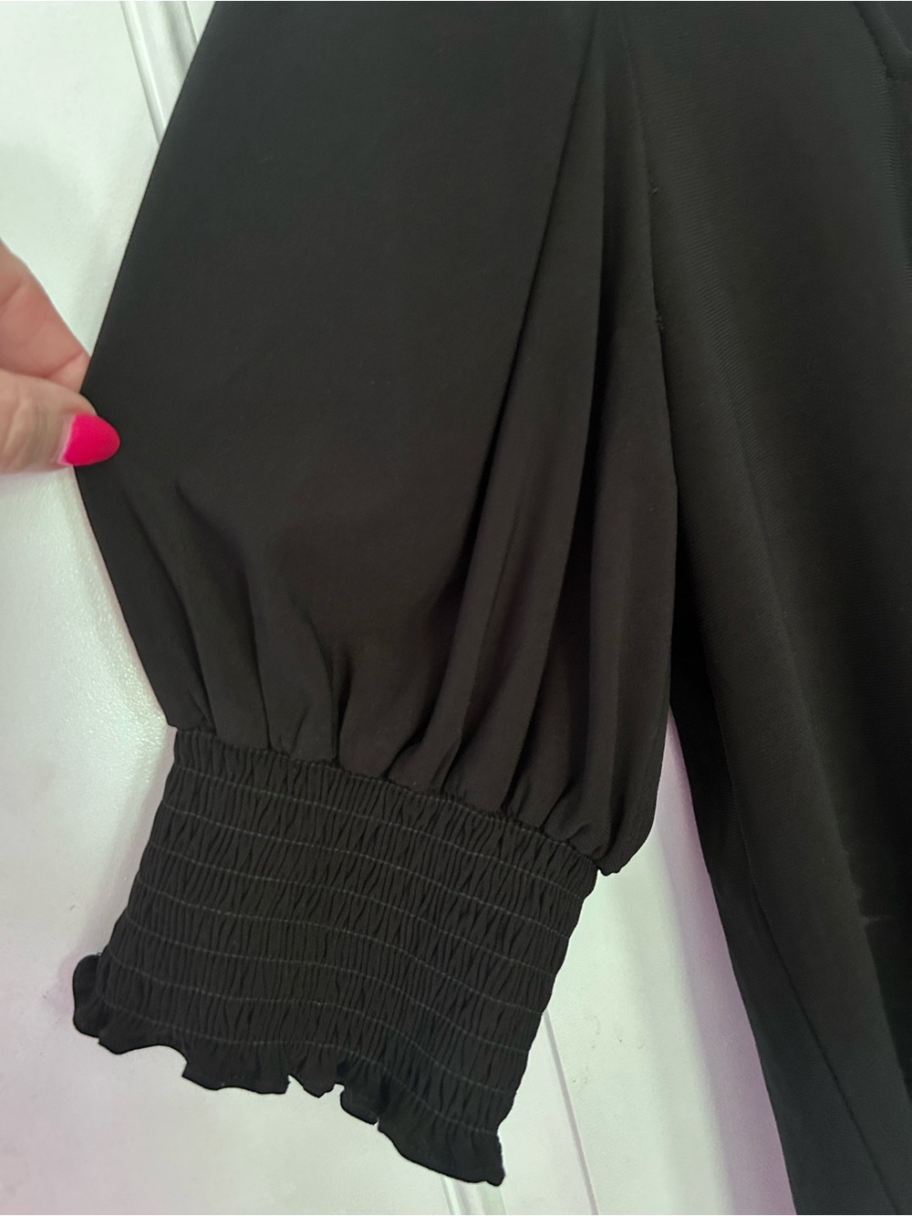 CeCe Black Square Neck Puff Sleeve Blouse - Picture 3 of 3